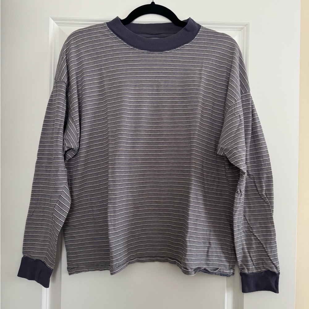 Urban Outfitters Navy and White Striped Top